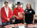 (L – R) David Stanley, WI4L; Jack Thompson N5UOV, and Whitfield County Schools Media Specialist Ge-Anne Bolhuis.